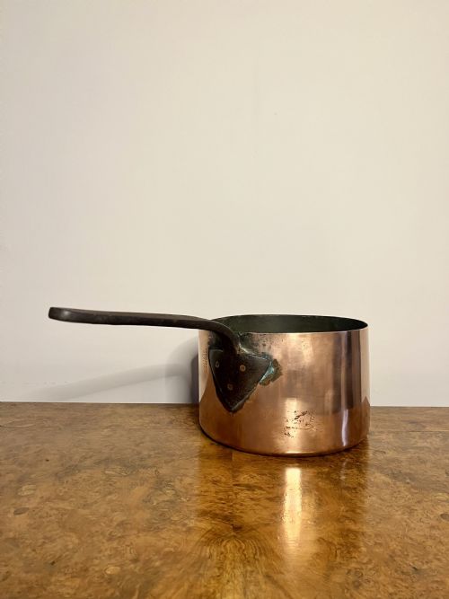 LARGE QUALITY ANTIQUE VICTORIAN HODGES SONS COPPER SAUCEPAN - ADDITIONAL PHOTO 2