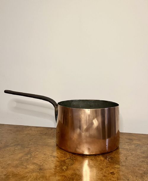 LARGE QUALITY ANTIQUE VICTORIAN HODGES SONS COPPER SAUCEPAN - ADDITIONAL PHOTO 4