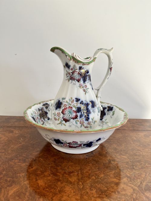 Lovely Quality Antique Victorian Jug and Bowl Set