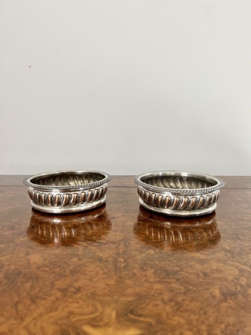 Quality Pair of Antique Victorian Silver Plated Wine Coasters