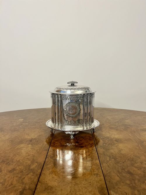 Stunning Antique Victorian Silver Plated Biscuit Barrel