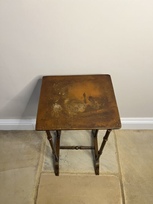 LOVELY NEST OF FOUR ANTIQUE EDWARDIAN QUALITY DECORATED TABLES - ADDITIONAL PHOTO 7
