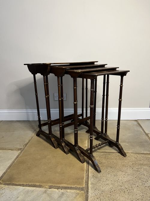 LOVELY NEST OF FOUR ANTIQUE EDWARDIAN QUALITY DECORATED TABLES - ADDITIONAL PHOTO 8