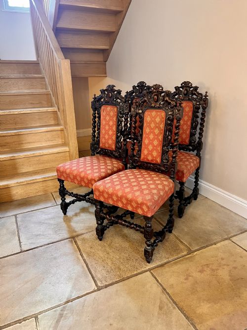 Fantastic Set of Four Quality Carved Oak Antique Victorian Dining Chairs