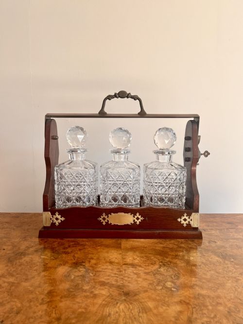 Quality Antique Edwardian Mahogany Tantalus