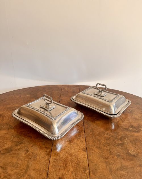Stunning Pair of Antique Edwardian Silver Plated Entree Dishes
