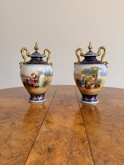 FINE QUALITY ANTIQUE VICTORIAN ROYAL VIENNA VASE GARNITURE - ADDITIONAL PHOTO 3