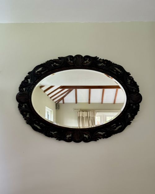 Lovely Antique Victorian Quality Carved Oak Wall Mirror