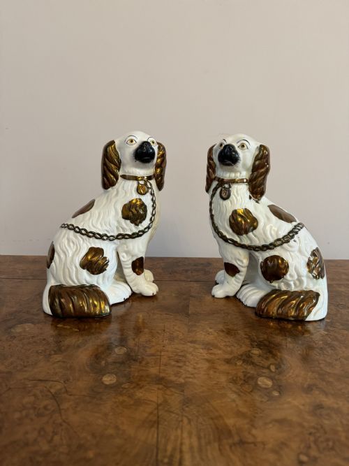 Charming Pair of Antique Victorian Staffordshire Dogs
