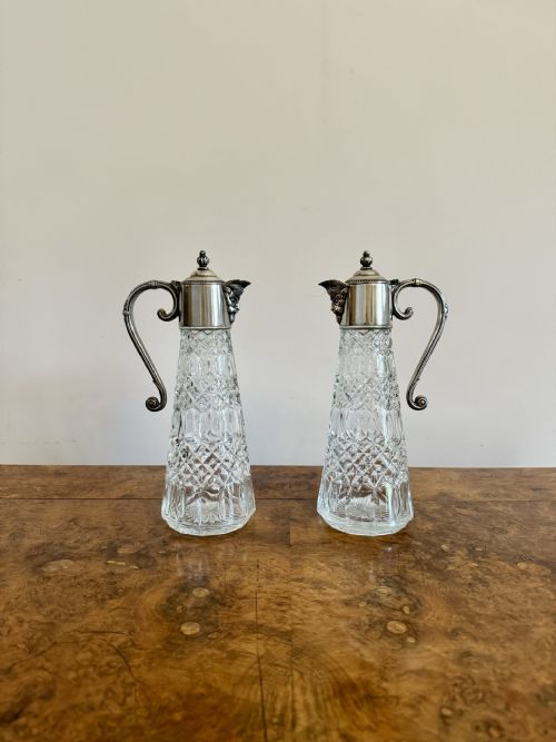 Stunning Pair of Antique Edwardian Silver Plated Claret Jugs
