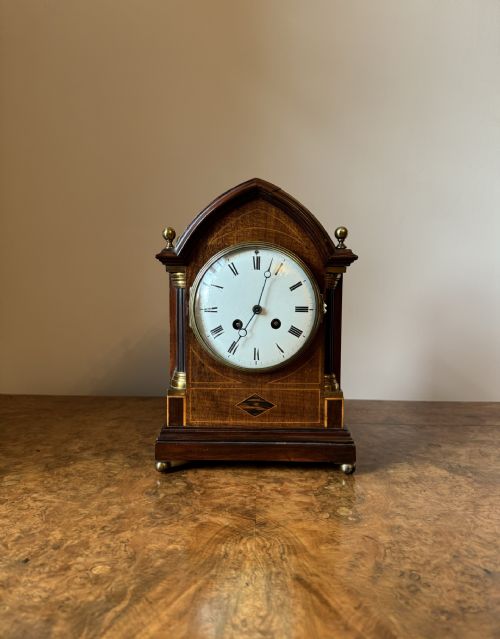 Quality Antique Edwardian Mahogany Inlaid Bracket Clock