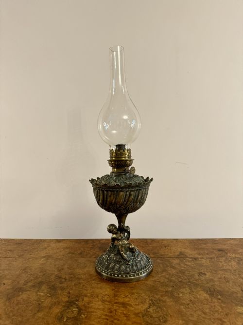 Unusual Quality Antique Victorian Oil Lamp