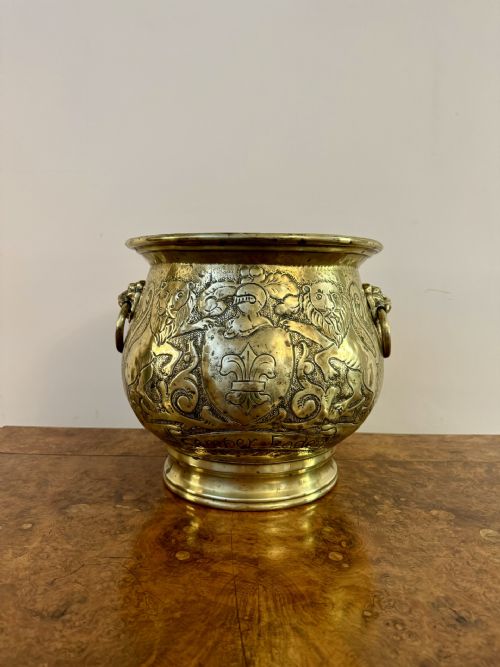 Stunning Quality Large Antique Victorian Brass Jardiniere