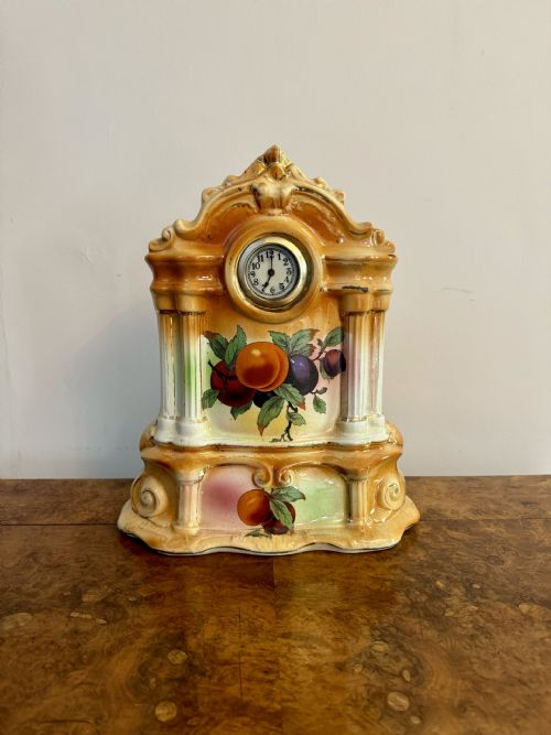 Pretty Antique Staffordshire Mantle Clock