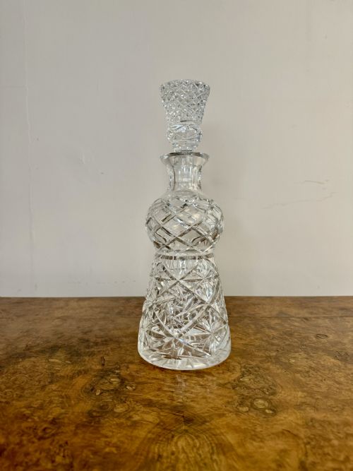 Unusual Shaped Antique Edwardian Cut Glass Decanter