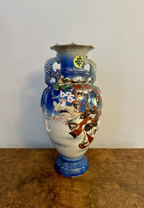 QUALITY LARGE ANTIQUE JAPANESE SATSUMA VASE - ADDITIONAL PHOTO 2