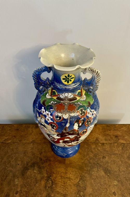 QUALITY LARGE ANTIQUE JAPANESE SATSUMA VASE - ADDITIONAL PHOTO 4