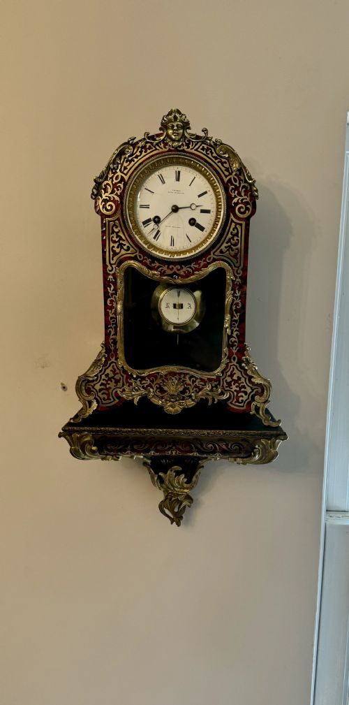 ANTIQUE 19TH CENTURY QUALITY FRENCH BOULLE BRACKET CLOCK WITH ORIGINAL BRACKET - ADDITIONAL PHOTO 3