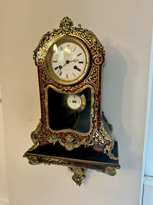 ANTIQUE 19TH CENTURY QUALITY FRENCH BOULLE BRACKET CLOCK WITH ORIGINAL BRACKET - ADDITIONAL PHOTO 4