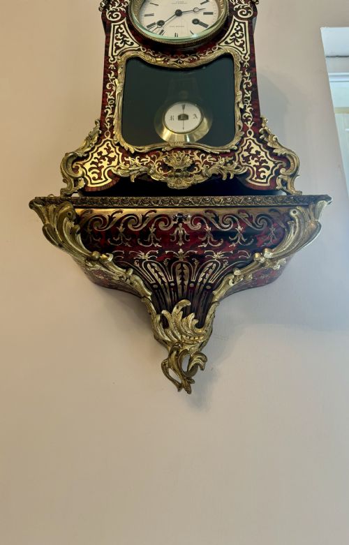 ANTIQUE 19TH CENTURY QUALITY FRENCH BOULLE BRACKET CLOCK WITH ORIGINAL BRACKET - ADDITIONAL PHOTO 5