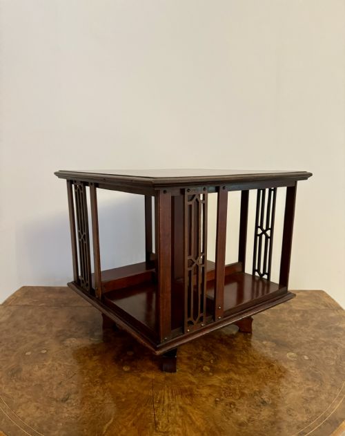 Lovely Antique Edwardian Mahogany Inlaid Table Top Revolving Bookcase