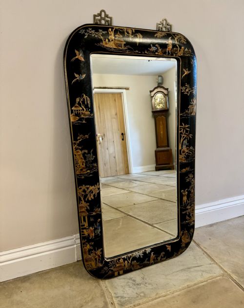 Outstanding Quality Antique Edwardian Chinoiserie Decorated Mirror