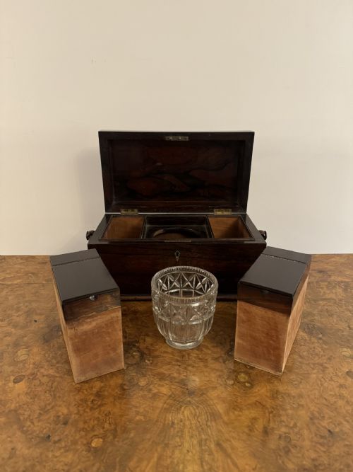 QUALITY ANTIQUE REGENCY ROSEWOOD TEA CADDY - ADDITIONAL PHOTO 4