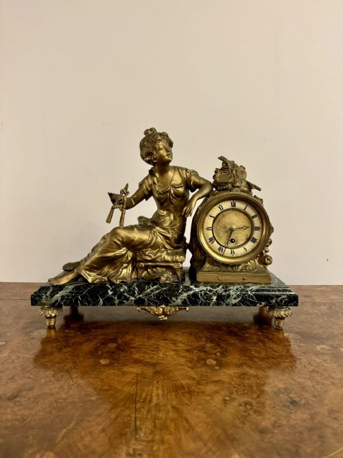 Outstanding Quality Antique Victorian Spelter Figure Mantle Clock