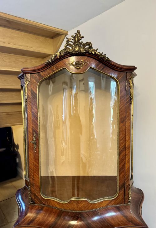 SUPERB QUALITY ANTIQUE VICTORIAN FRENCH KINGWOOD DISPLAY CABINET - ADDITIONAL PHOTO 4