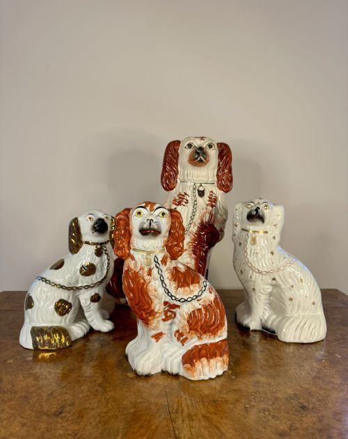 Quality Collection of Four Antique Staffordshire Dogs