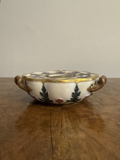 QUALITY ANTIQUE VICTORIAN ROYAL WORCESTER FLOWER HOLDER - ADDITIONAL PHOTO 5