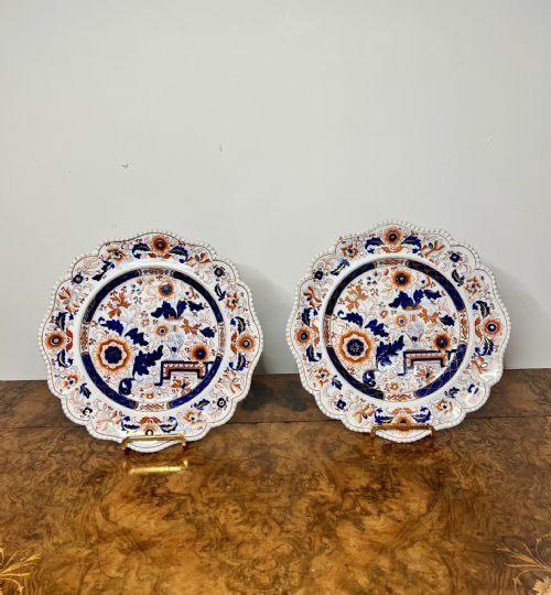 Wonderful Pair of Antique Georgian Stone China Plates