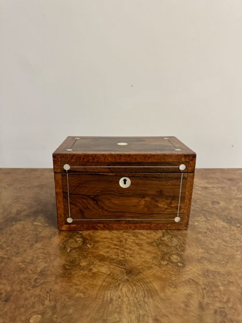 BEAUTIFUL QUALITY ANTIQUE REGENCY ROSEWOOD TEA CADDY - ADDITIONAL PHOTO 4