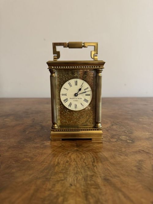 Stunning Quality Antique Brass Carriage Clock by Mappin and Webb