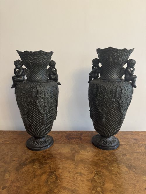 ELEGANT PAIR OF ANTIQUE VICTORIAN VASES BY BERNHARD BLOCH - ADDITIONAL PHOTO 6