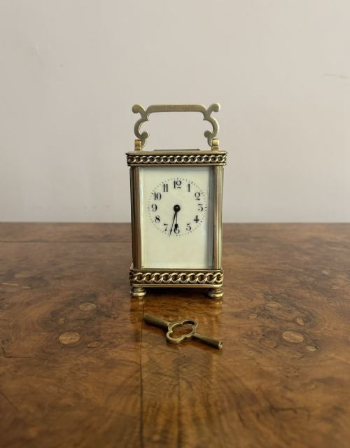 ATTRACTIVE QUALITY ANTIQUE VICTORIAN BRASS CARRIAGE CLOCK