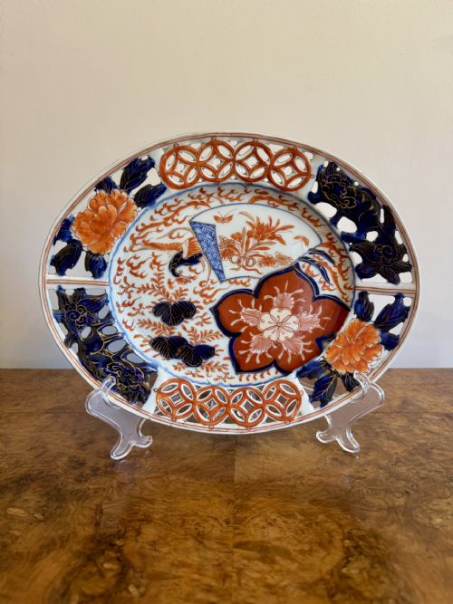 UNUSUAL QUALITY ANTIQUE JAPANESE IMARI OVAL PLATE - ADDITIONAL PHOTO 4