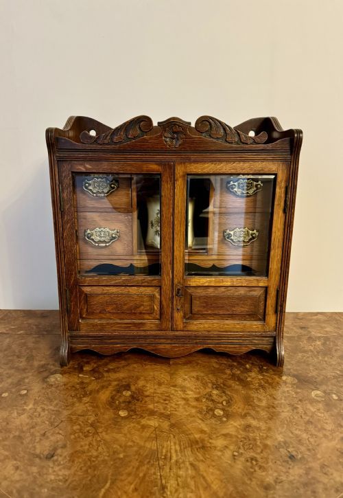 Fantastic Quality Antique Edwardian Carved Oak Smokers Cabinet