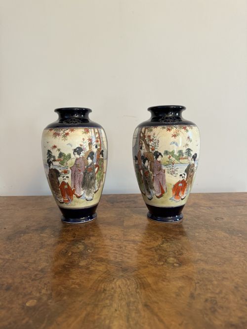 Wonderful Quality Pair of Antique Japanese Satsuma Vases