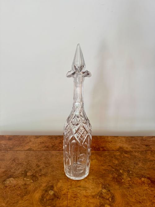 UNUSUAL TRIO OF ANTIQUE EDWARDIAN CUT GLASS DECANTERS - ADDITIONAL PHOTO 5