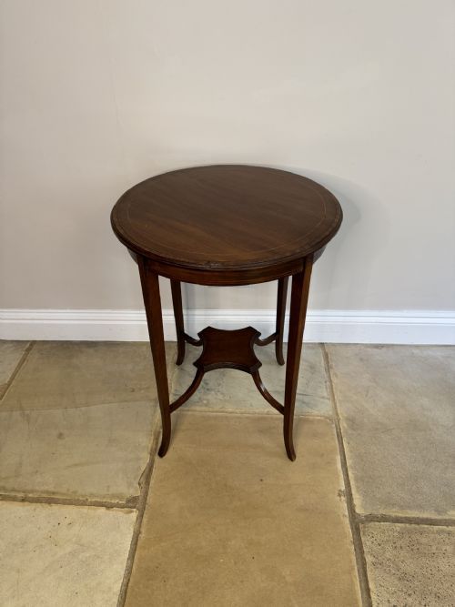 Antique Edwardian Quality Mahogany Inlaid Lamp Table