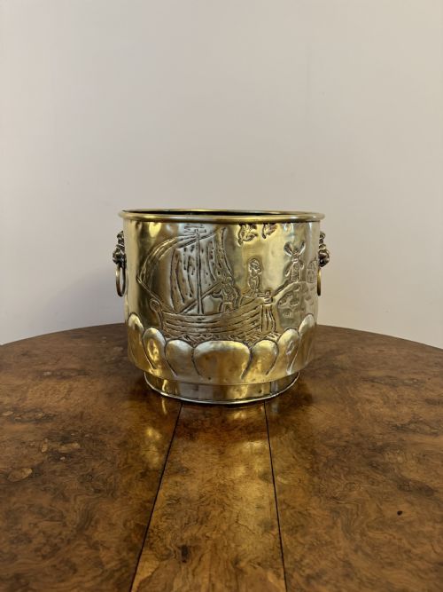 Large Antique Victorian Dutch Brass Jardiniere