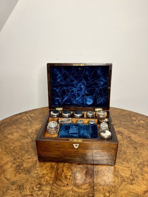 Lovely Quality Antique Victorian Rosewood Vanity Box