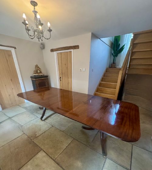 Wonderful Antique Edwardian Quality Figured Mahogany 12 Seater Two Pilar Dining Table