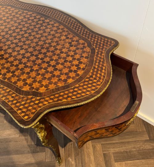 MAGNIFICENT QUALITY FRENCH ANTIQUE ROSEWOOD PARQUETRY INLAID CENTRE TABLE - ADDITIONAL PHOTO 4