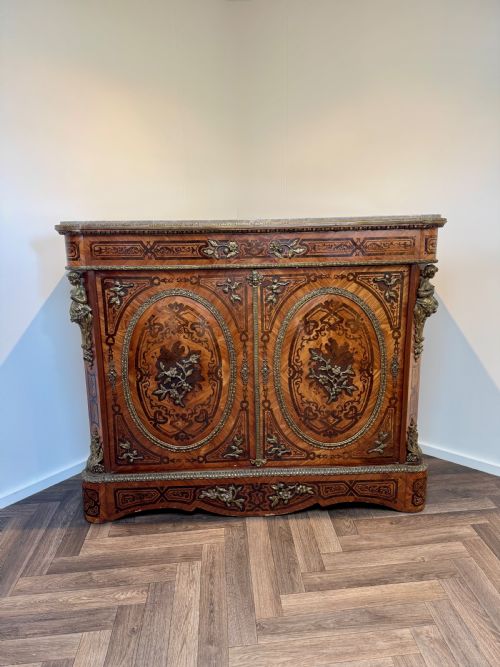 EXQUISITE QUALITY ANTIQUE 19TH CENTURY FRENCH MARQUETRY INLAID CABINET - ADDITIONAL PHOTO 3