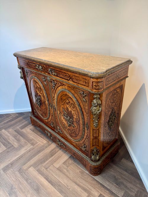 EXQUISITE QUALITY ANTIQUE 19TH CENTURY FRENCH MARQUETRY INLAID CABINET - ADDITIONAL PHOTO 6
