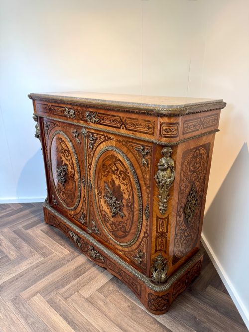 EXQUISITE QUALITY ANTIQUE 19TH CENTURY FRENCH MARQUETRY INLAID CABINET - ADDITIONAL PHOTO 7