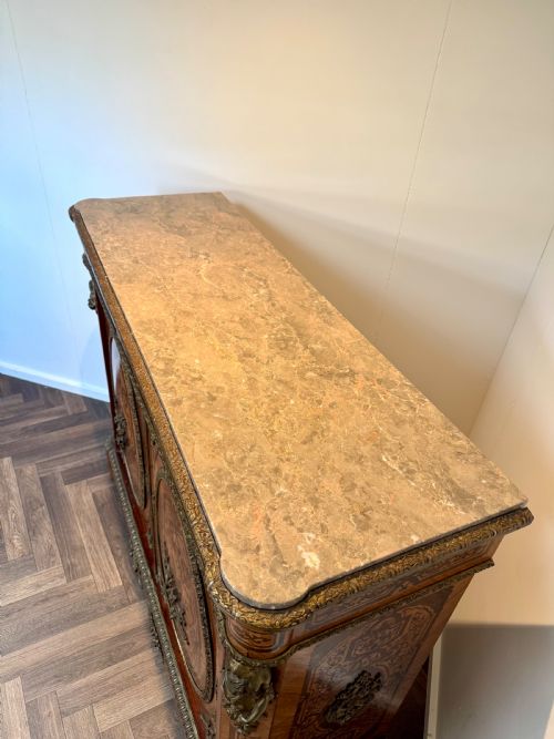 EXQUISITE QUALITY ANTIQUE 19TH CENTURY FRENCH MARQUETRY INLAID CABINET - ADDITIONAL PHOTO 9