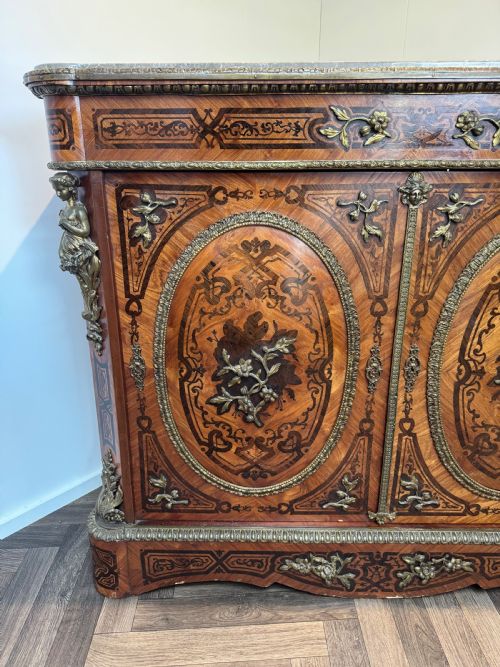 EXQUISITE QUALITY ANTIQUE 19TH CENTURY FRENCH MARQUETRY INLAID CABINET - ADDITIONAL PHOTO 13